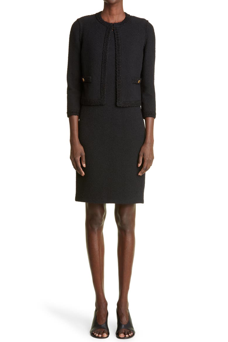 Bouclé Knit Dress, Alternate, color, BK00 BLACK