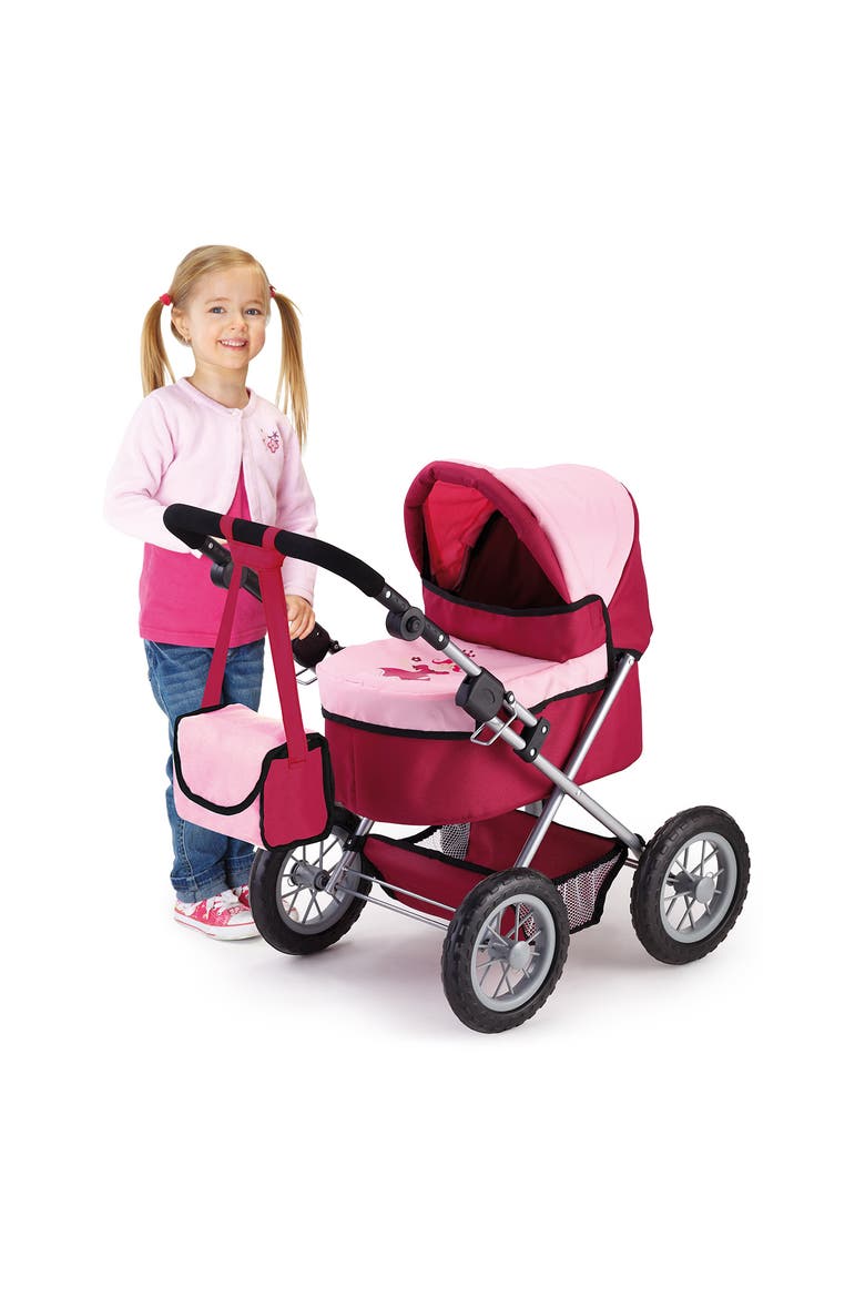 Trendy Pram Stroller For Toy Baby Dolls, Main, color, Red