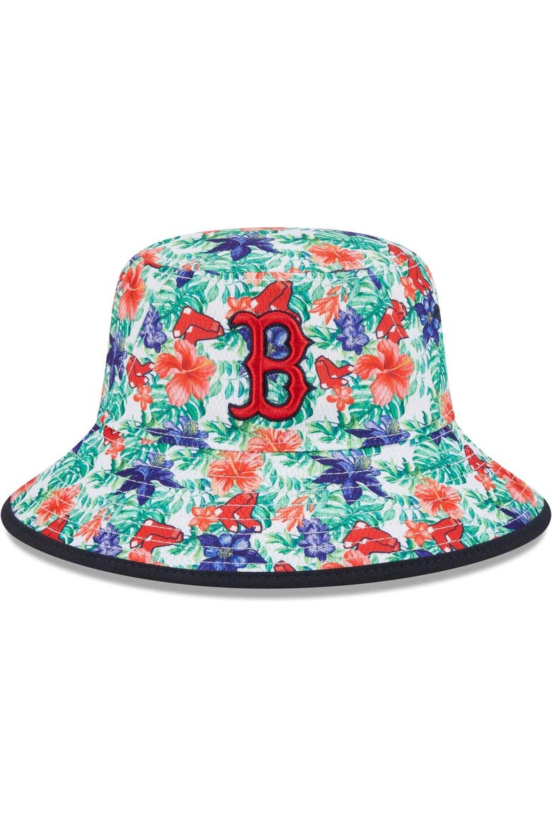 Men's New Era Boston Red Sox Tropic Floral Bucket Hat, Main, color, Navy