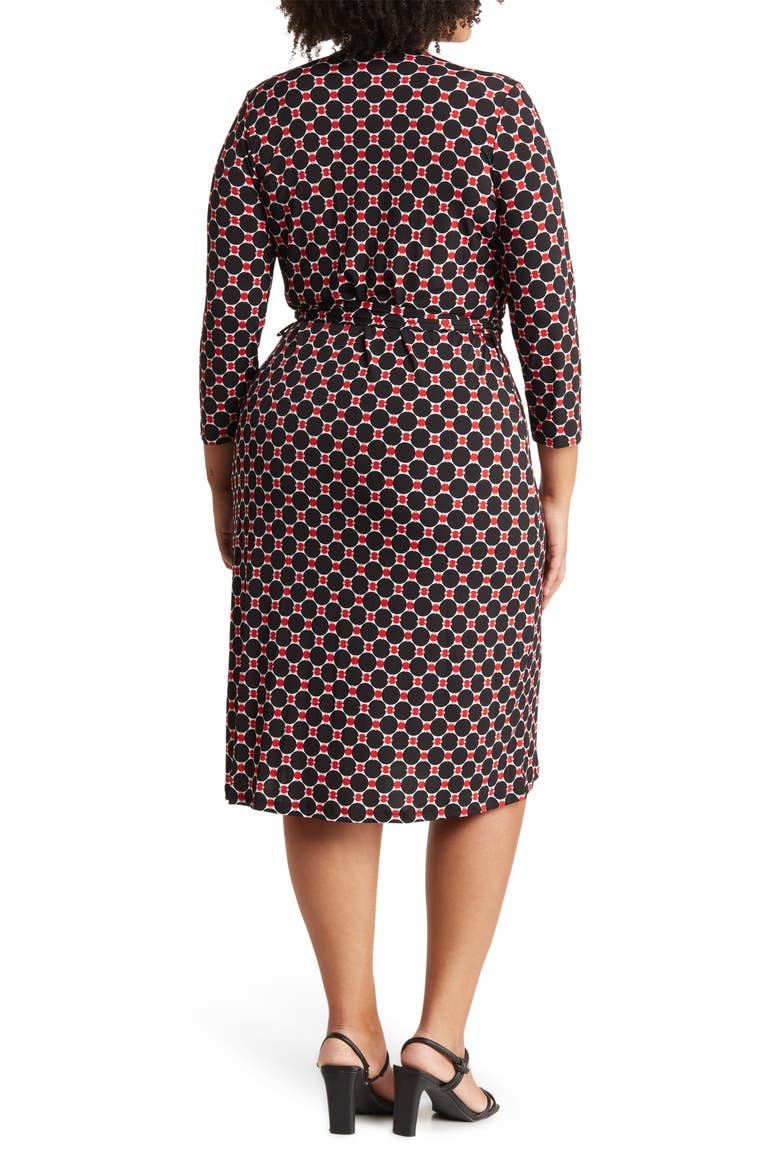 Printed V-Neck Jersey Wrap Dress, Alternate, color, BLACK