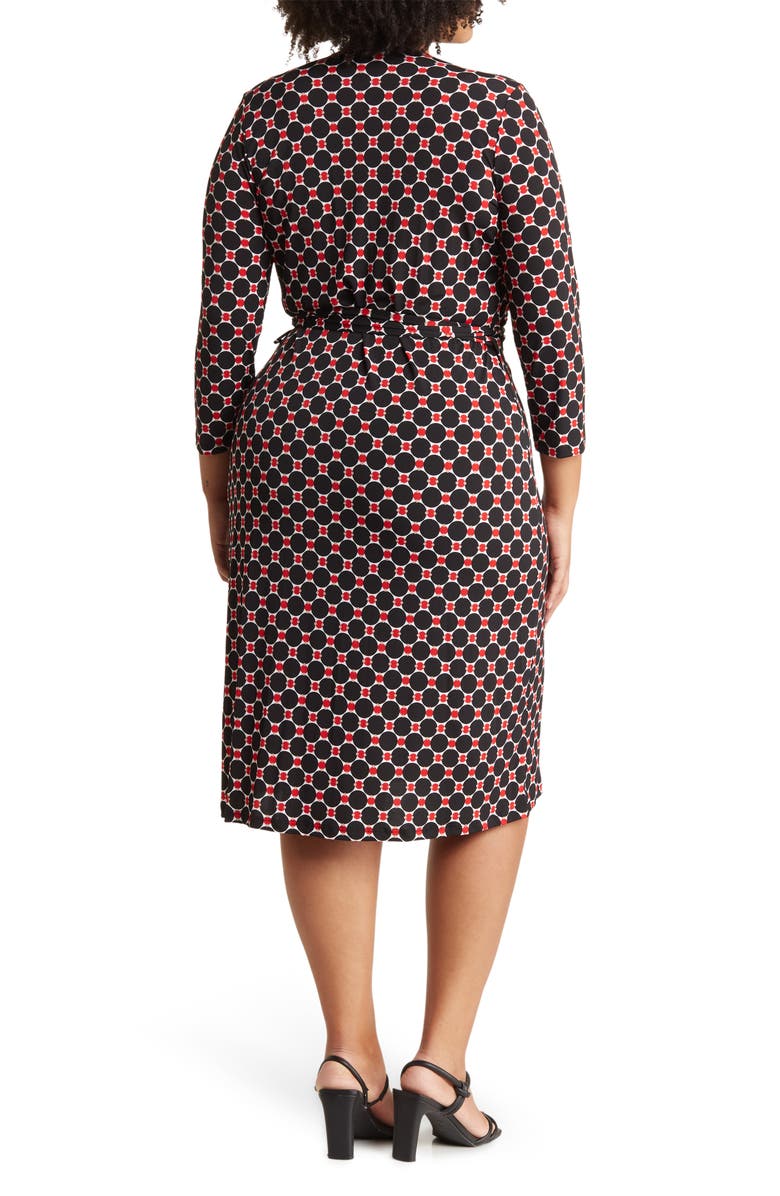 Renee C Printed V-Neck Jersey Wrap Dress, Alternate, color, Black