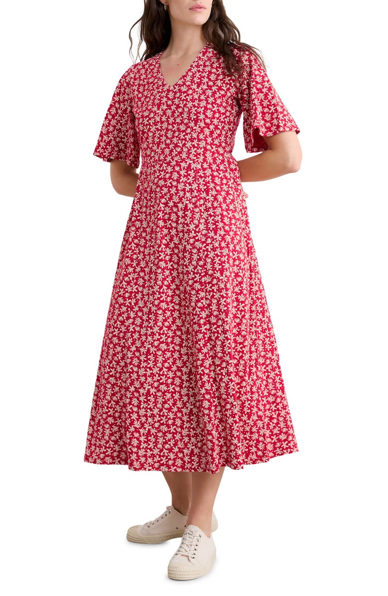 Seasalt Cornwall Nancy Jersey Midi Dress, Main, color, Saltwater Ditsy Scarlet