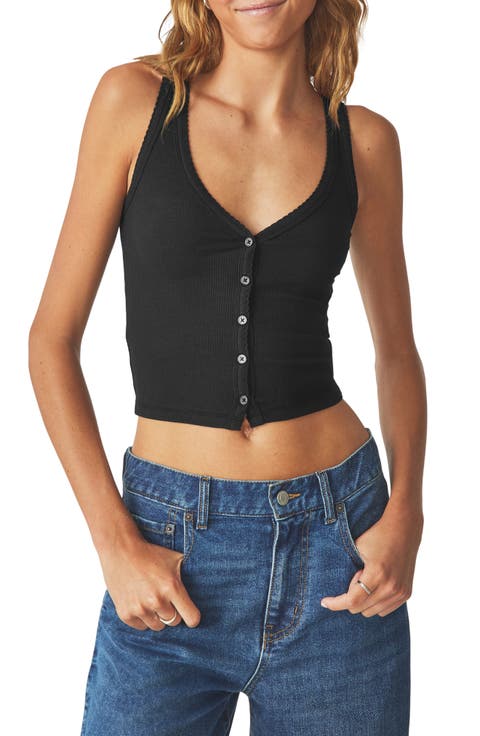 Rib Button-Up Tank Top