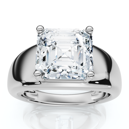 Bliss Diamond Certified 3ct Asscher Cut Solitaire Cigar Band 14k Gold Or Platinum Lab Grown In Silver