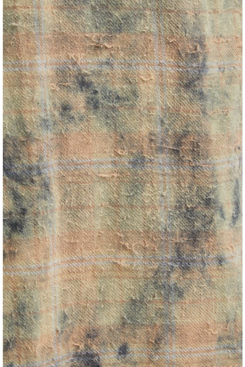 Overdyed Plaid Cotton Flannel Jumbo Overalls, Alternate, color, BLEACHED ORANGE GREEN PLAID
