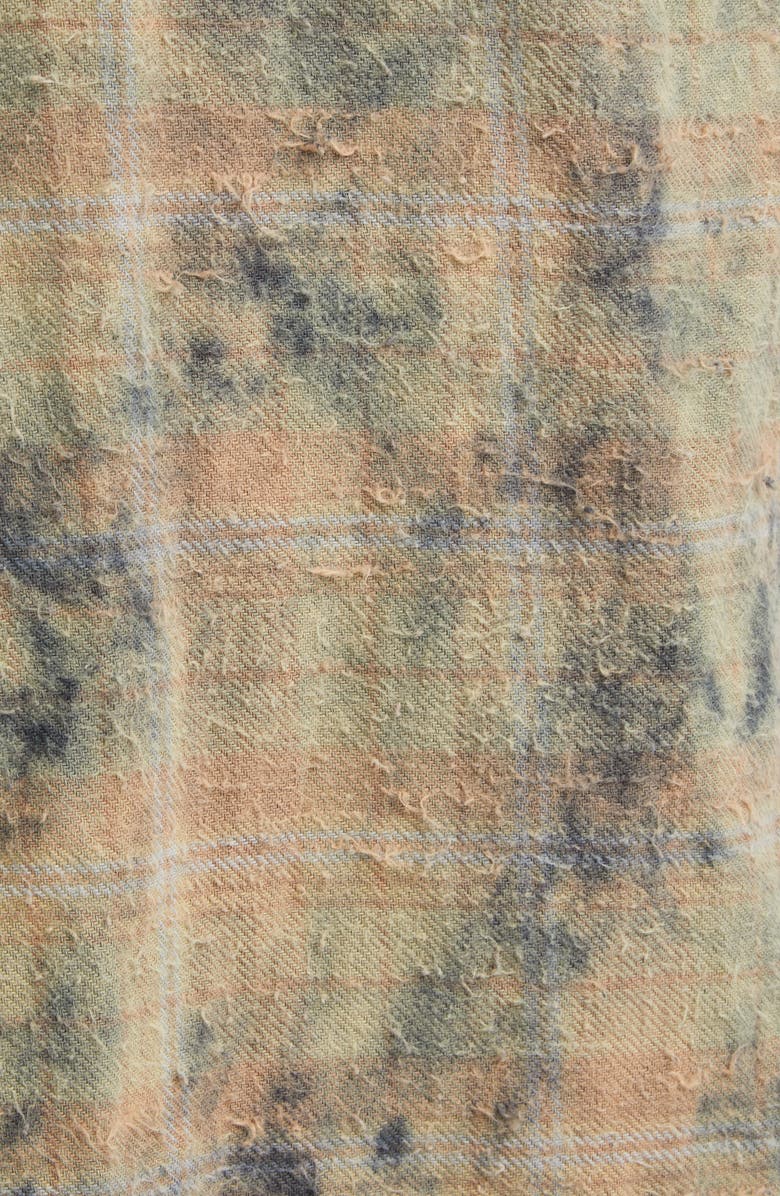 R13 Overdyed Plaid Cotton Flannel Jumbo Overalls, Alternate, color, Bleached Orange Green Plaid