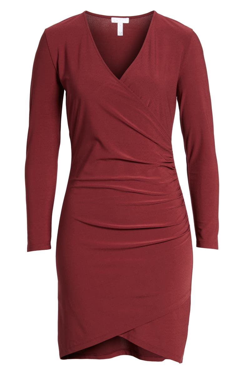 Leith Ruched Sheath Dress, Alternate, color, Red Tannin