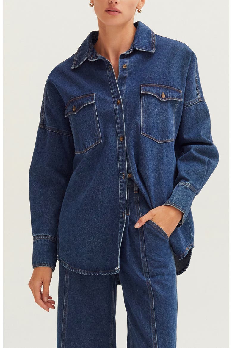 Denim Button Up Shirt, Main, color, Denim Blue