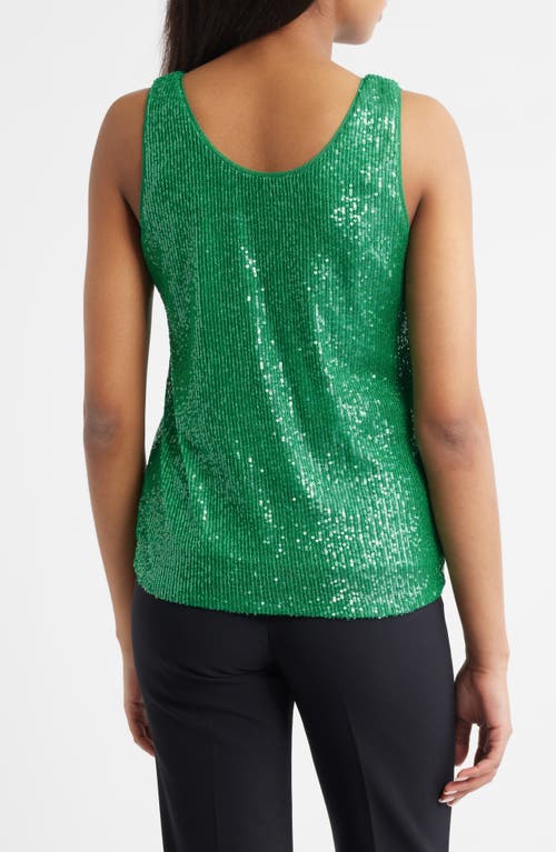ANNE KLEIN ANNE KLEIN SEQUIN DOUBLE SCOOP NECK MESH TANK 