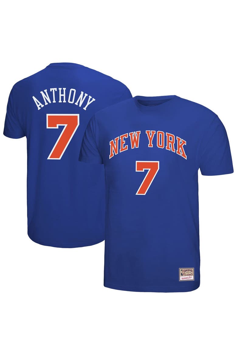 Men's Mitchell & Ness Carmelo Anthony Royal New York Knicks Hardwood Classics Retro Name & Number T-Shirt, Alternate, color, Royal