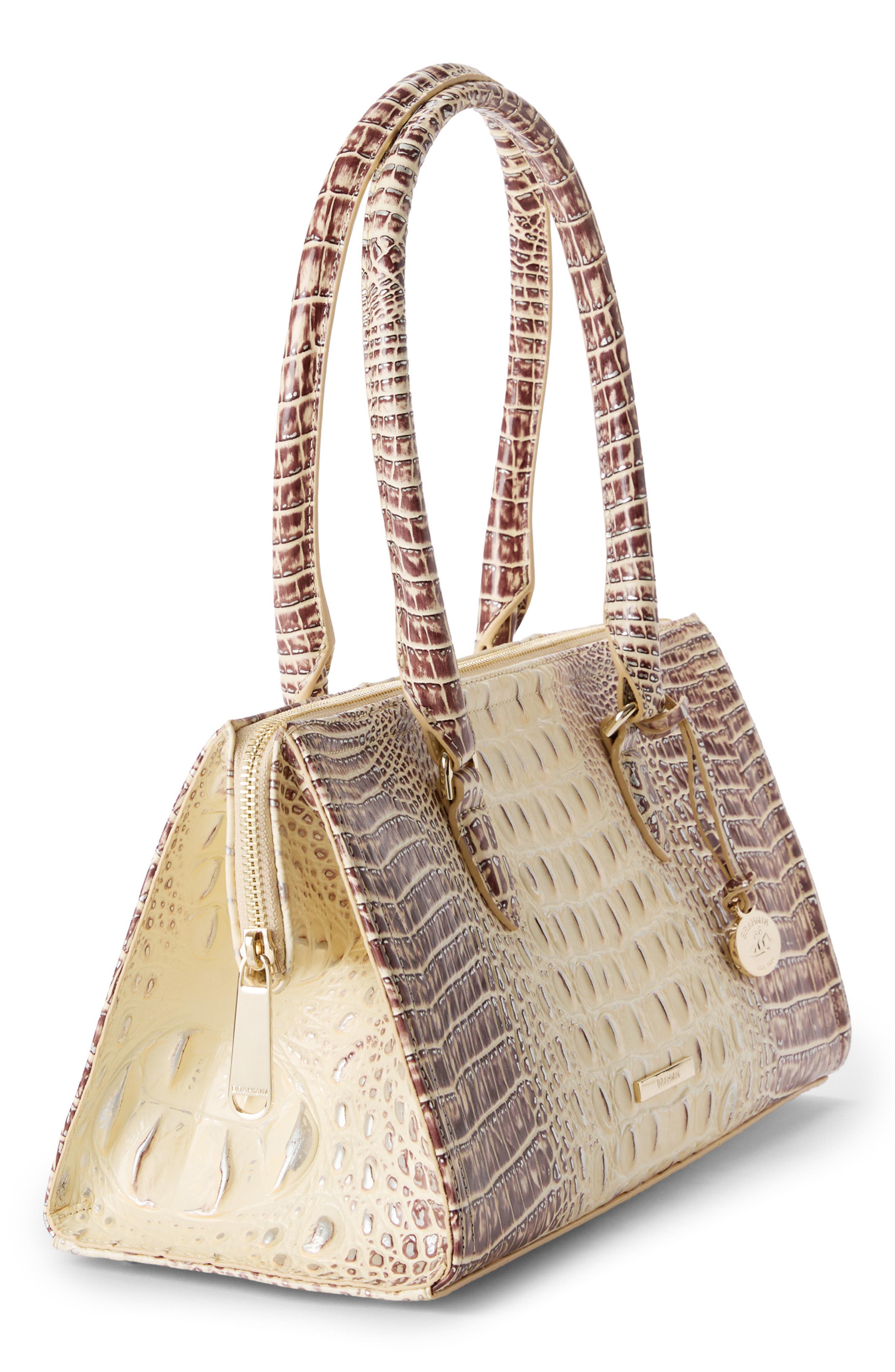 Sophia Croc Embossed Leather Satchel, Alternate, color, GINGER