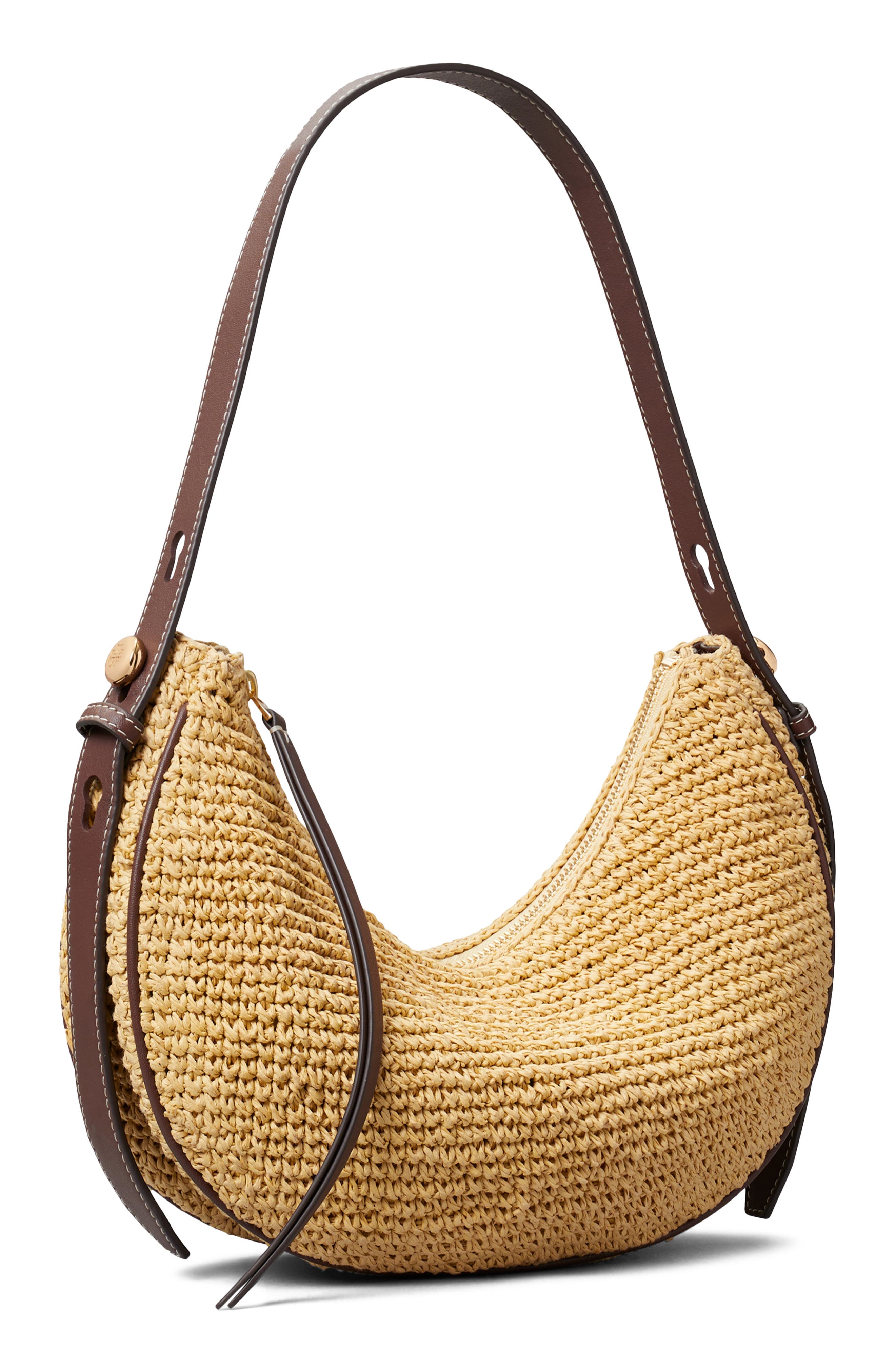 Woven Half Moon Bag, Alternate, color, NATURAL