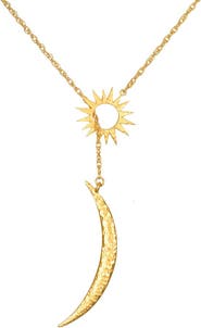 Satya Jewelry Dreams Celestial Sun and Moon Lariat Necklace