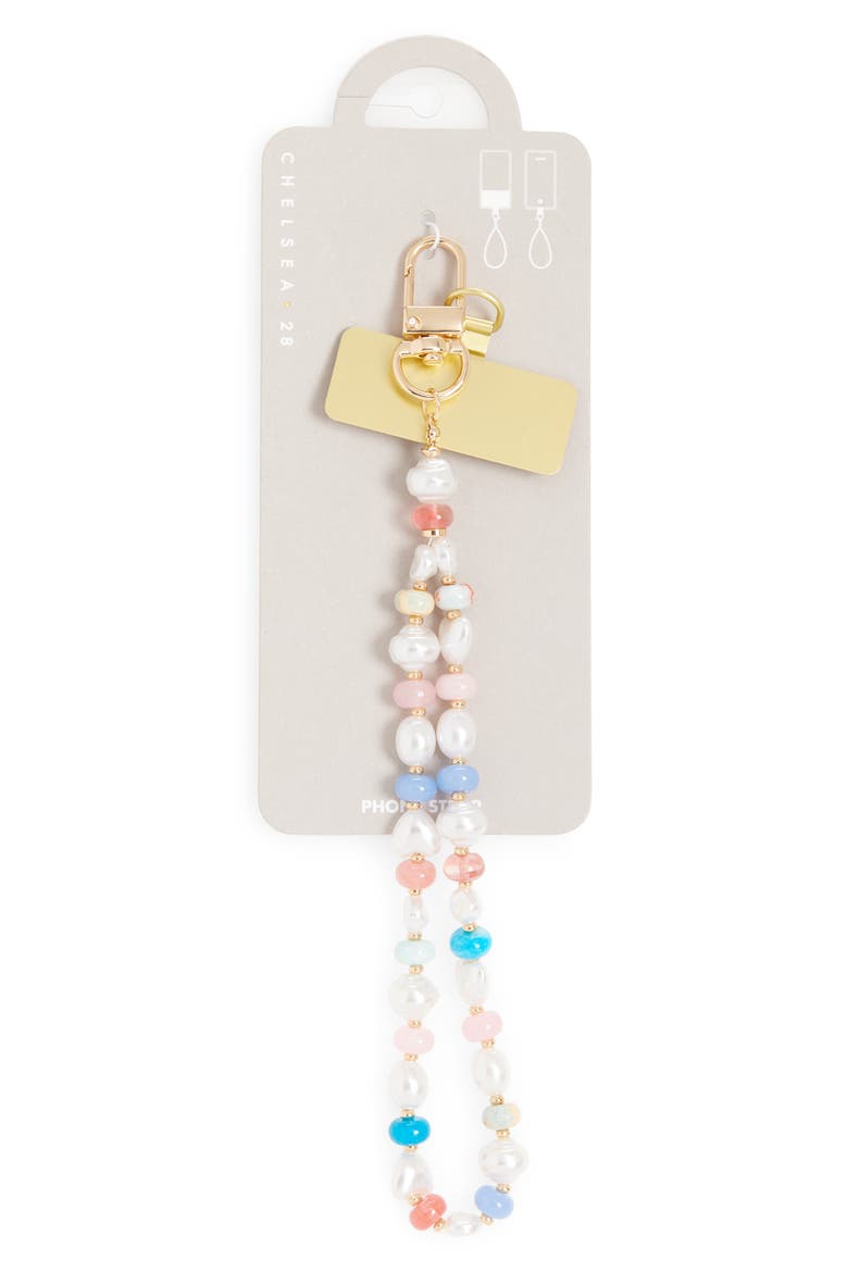Pastel Beaded Phone Wrist Strap, Alternate, color, WHITE MULTI- GOLD