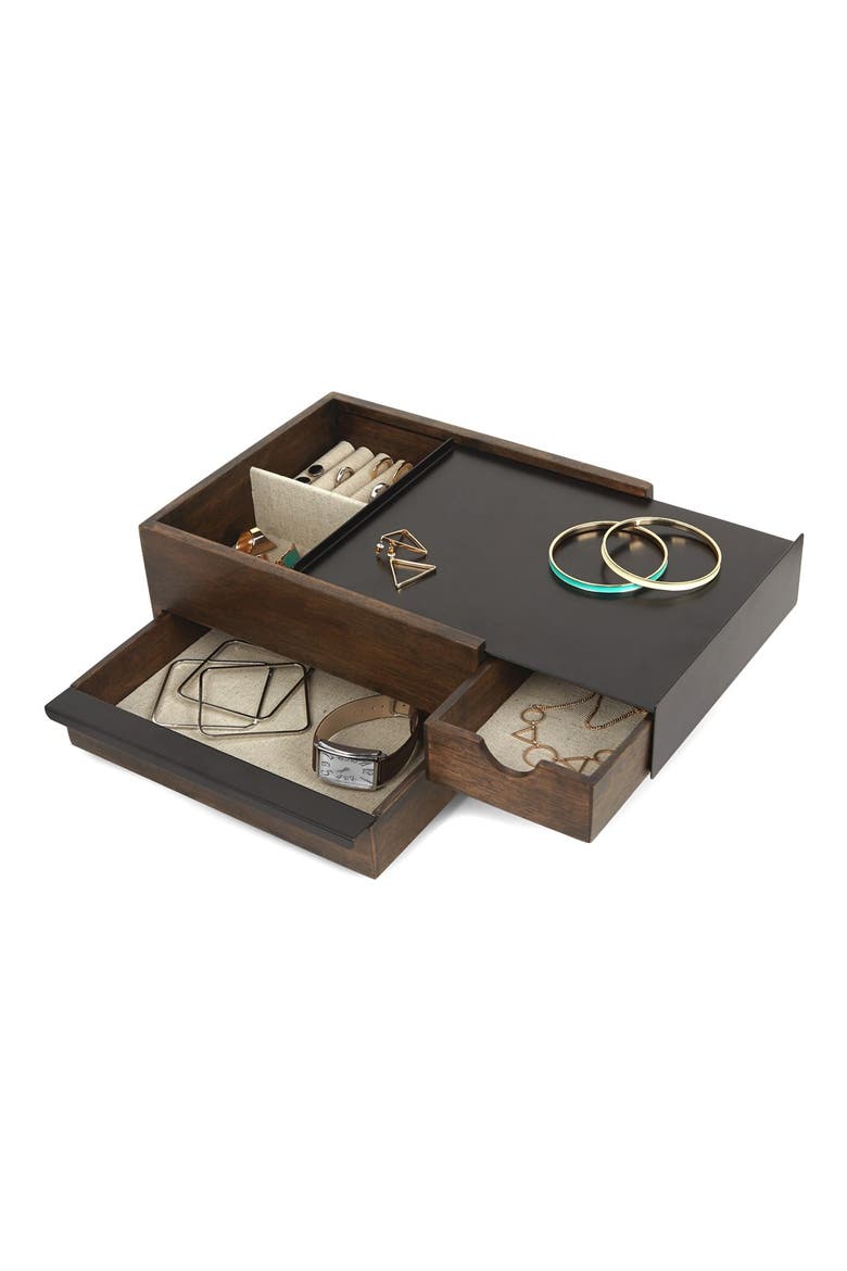 'Stowit' Wooden Jewelry Box, Alternate, color, BLACK