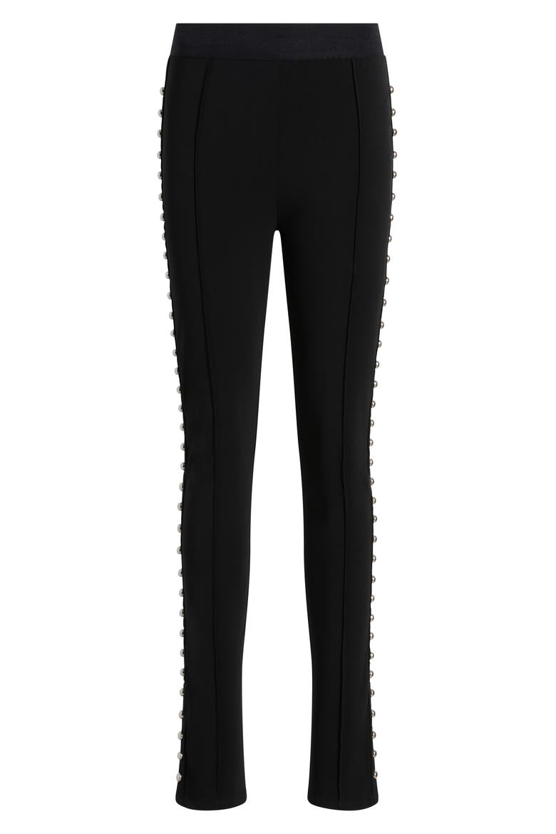 Percy Stud Detail Pants, Alternate, color, BLACK