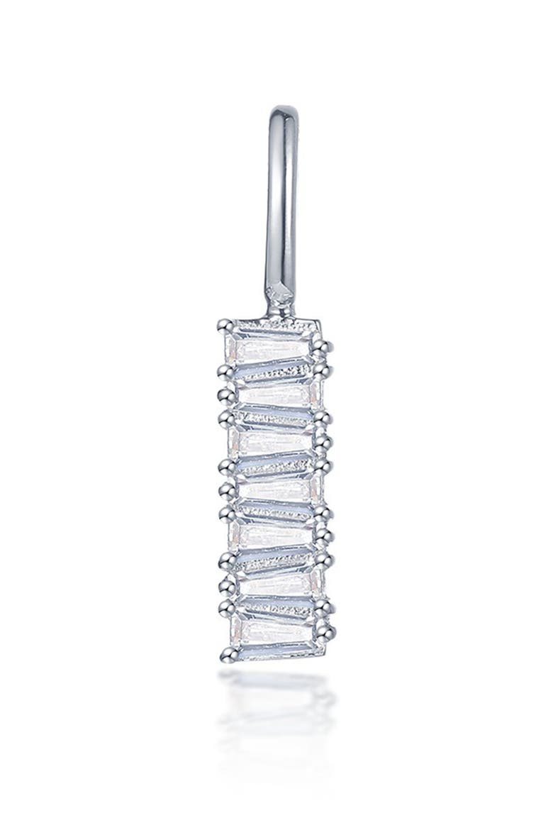 Simulated Diamond Baguette Bar Charm, Main, color, SILVER
