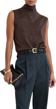 Reiss Henry Wool Blend Metallic Sleeveless Knit Top