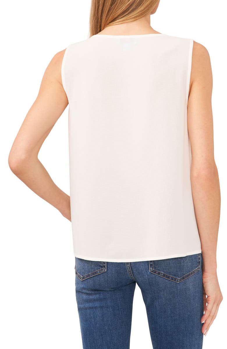 CeCe Half Placket Sleeveless Top, Alternate, color, New Ivory
