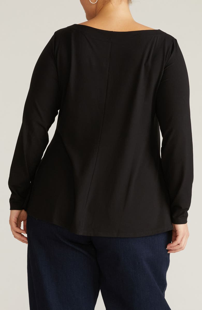 Universal Standard Cassandra Long Sleeve Jersey Top, Alternate, color, Black
