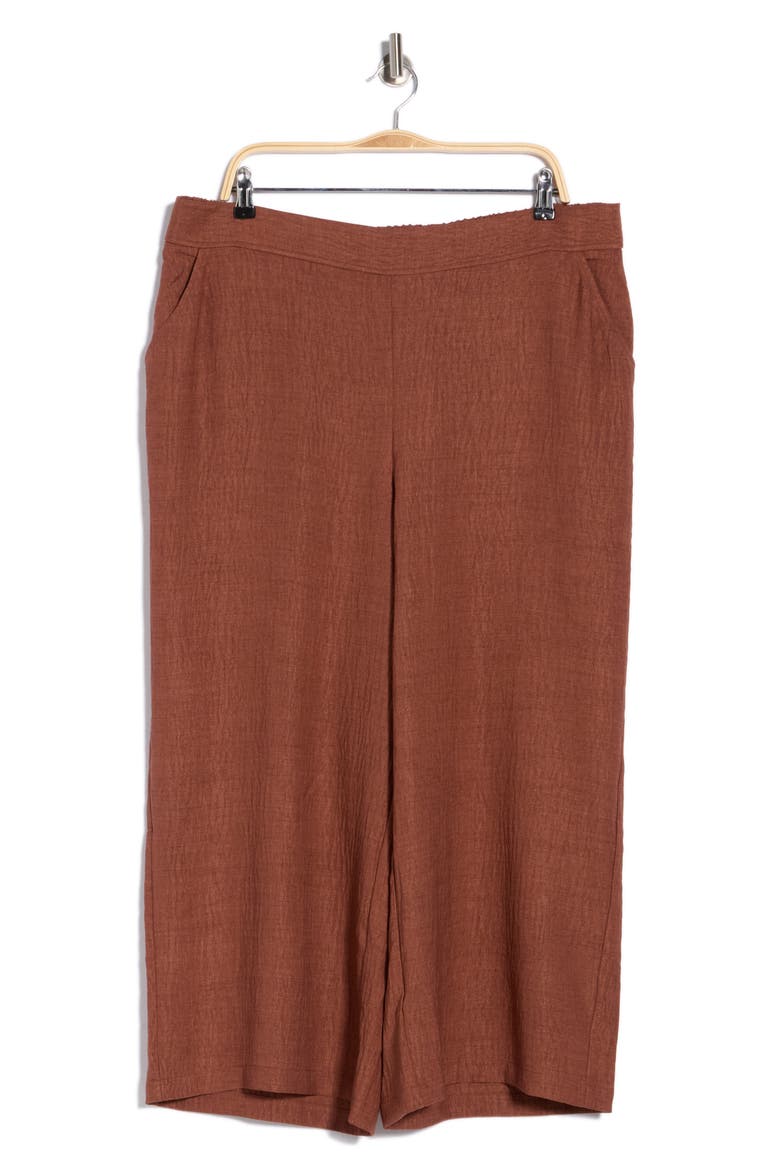 Textured Wide Leg Crop Pants, Alternate, color, HEATHER CHESTNUT