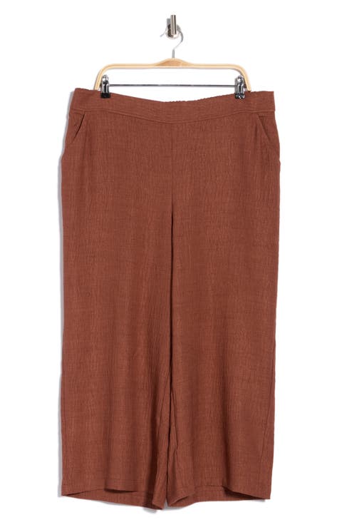 Textured Wide Leg Crop Pants