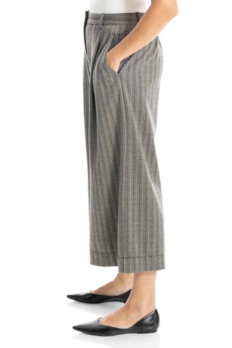 Double Knit Striped Culottes, Alternate, color, BLACK/ VICUNA/ CRM