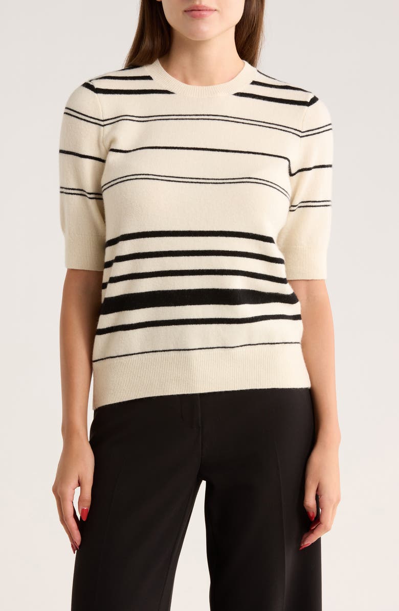 FRAME Stripe Short Sleeve Sweater, Main, color, 