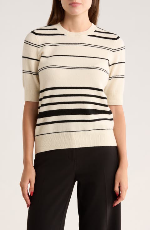 Stripe Short Sleeve Sweater