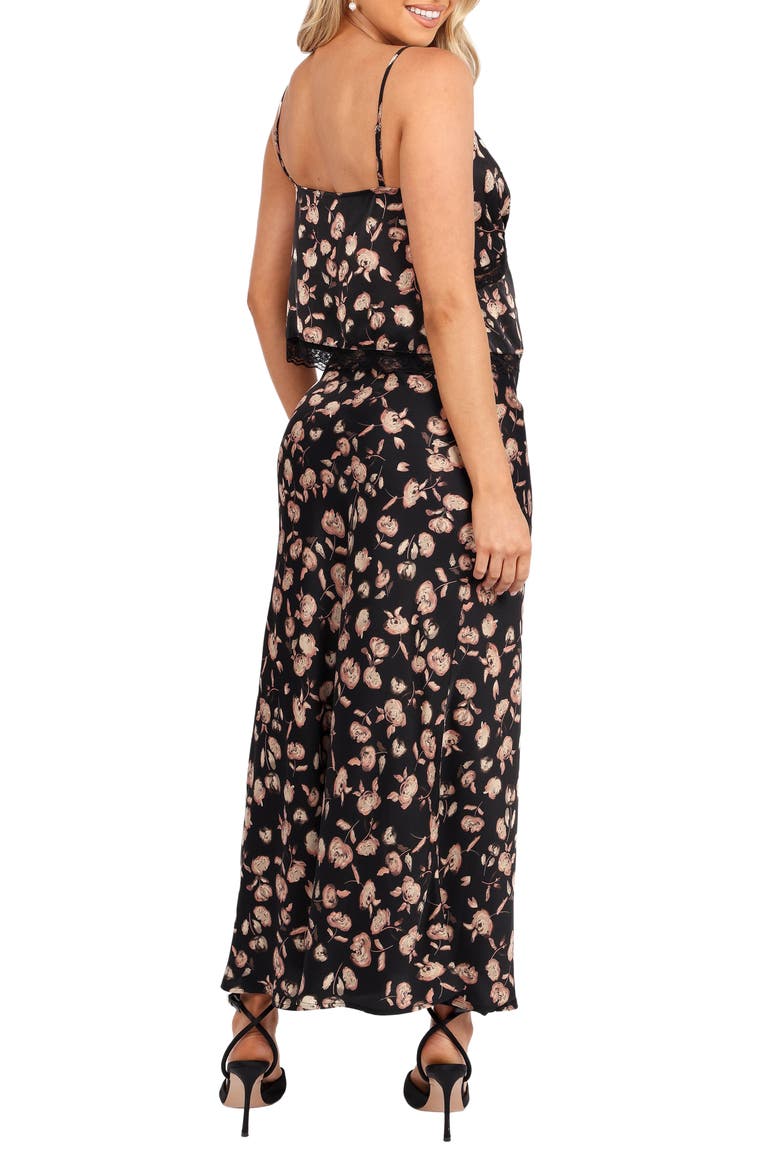 Aurelia Lace Trim Floral Camisole & Matching Skirt Set, Alternate, color, BLACK FLORAL