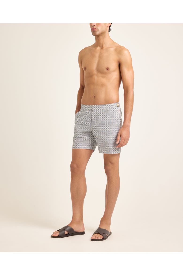 Bulldog Exclusive-Print Mid-Length Swim Shorts, Alternate, color, Latte
