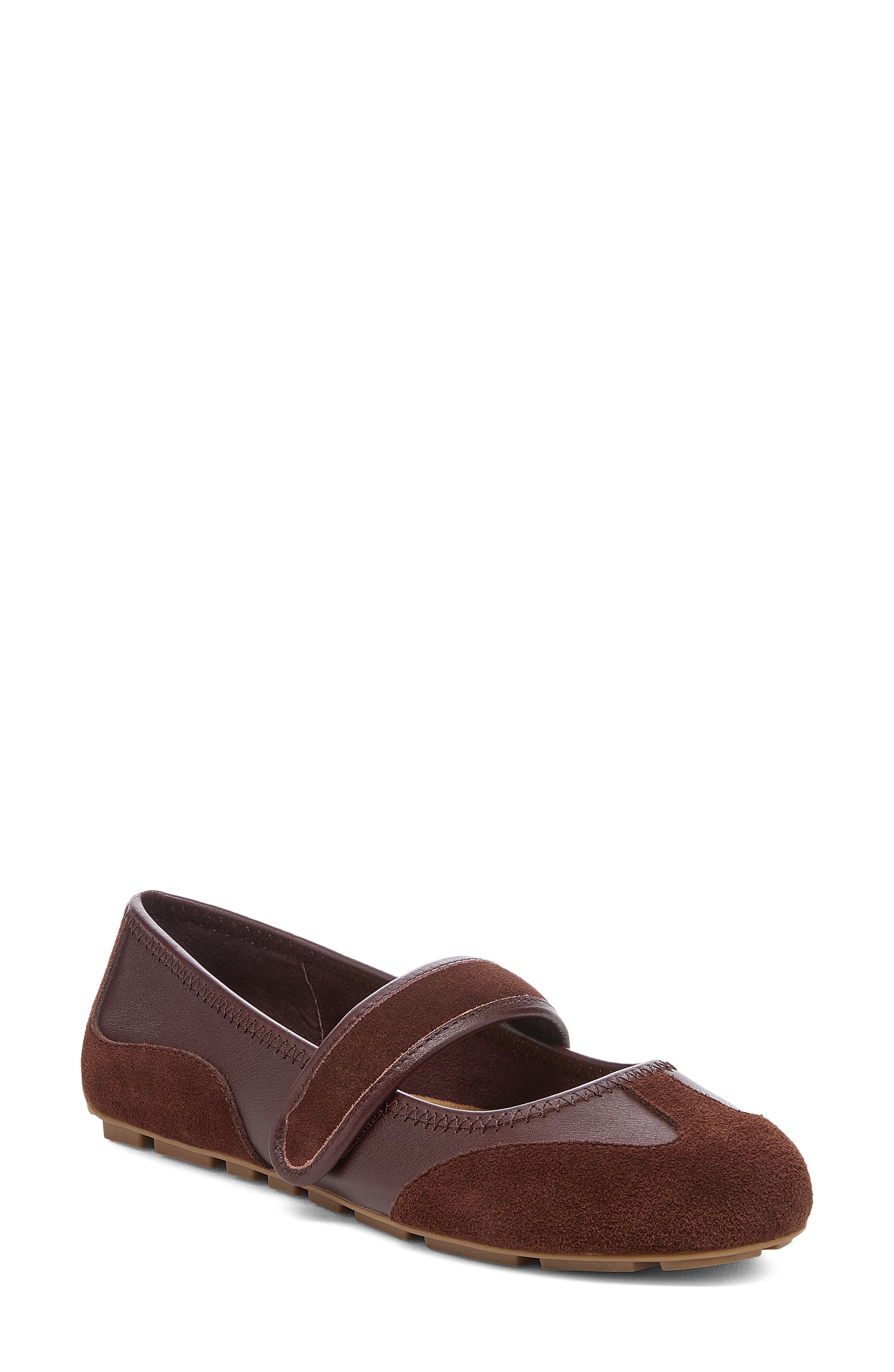 Damon Leather Mary Jane Flat, Main, color, WARM BROWN