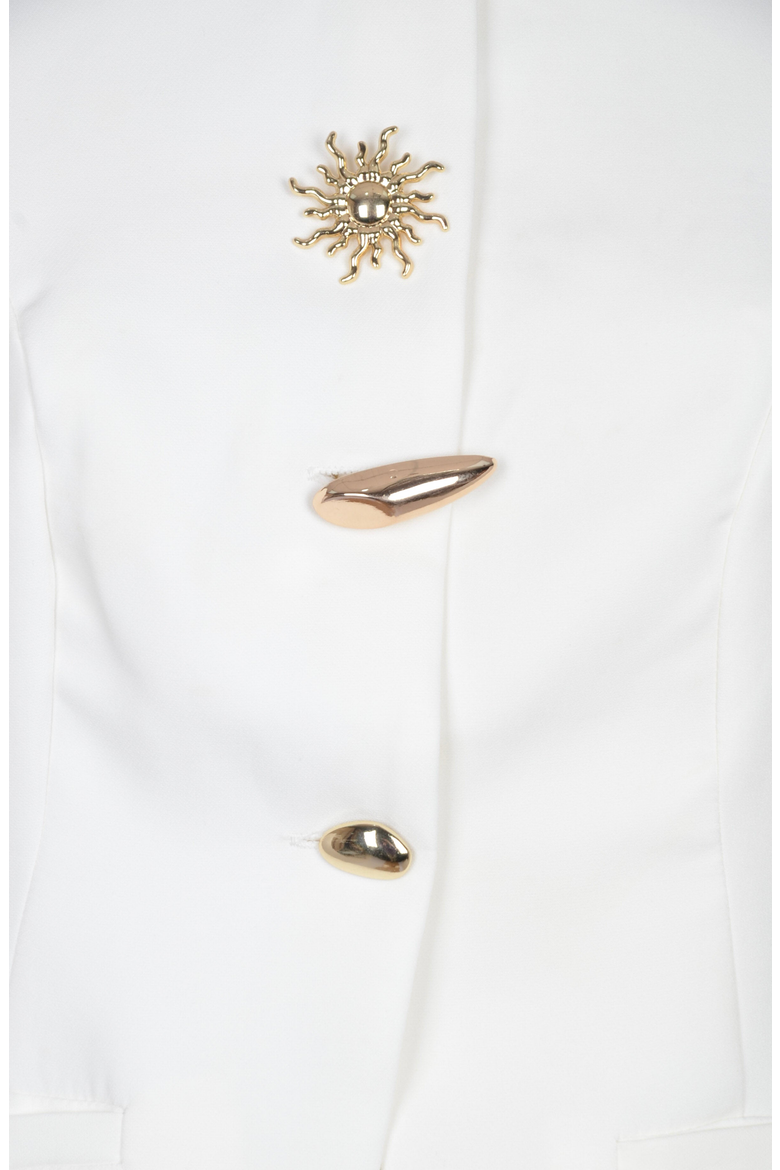 Sleeveless Tailored Blazer Top with Button Detail, Alternate, color, White