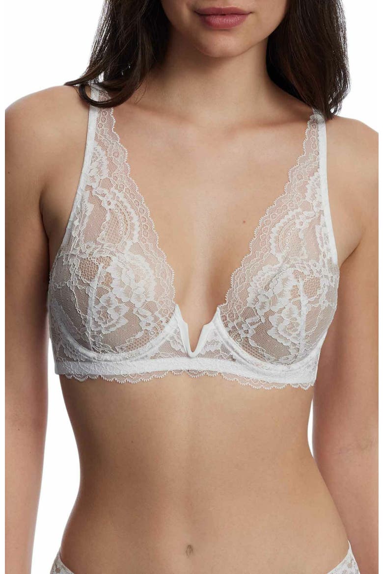 Minx Deep Plunge Lace Bra, Main, color, White/Nylon