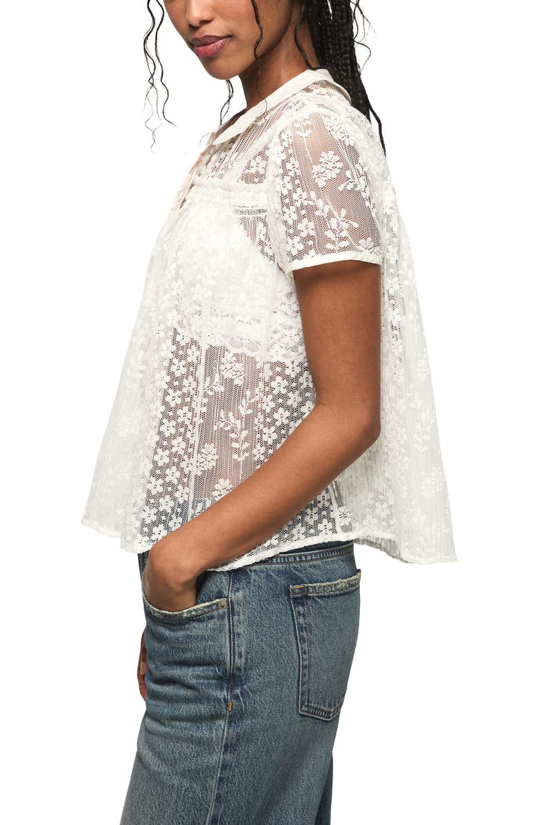Lucky Brand Peter Pan Lace Shirt, Alternate, color, Whisper White