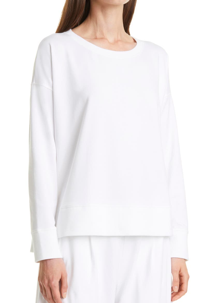 Crewneck High-Low Sweatshirt, Alternate, color, WHITE