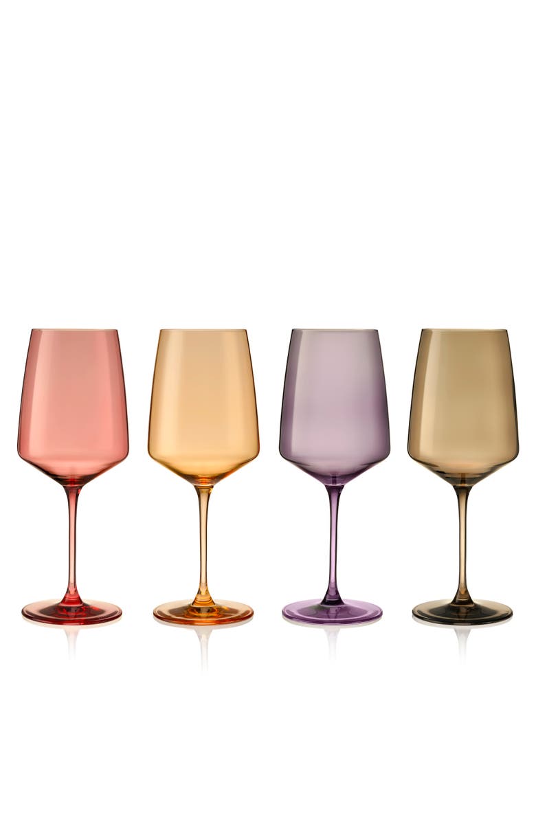 Viski Reserve Nouveau Crystal Wine Glasses Set of 4, Main, color, Daybreak