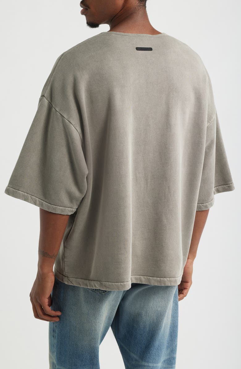 Fear of God Essentials Graphic Henley Sweatshirt, Alternate, color, Washed Seal