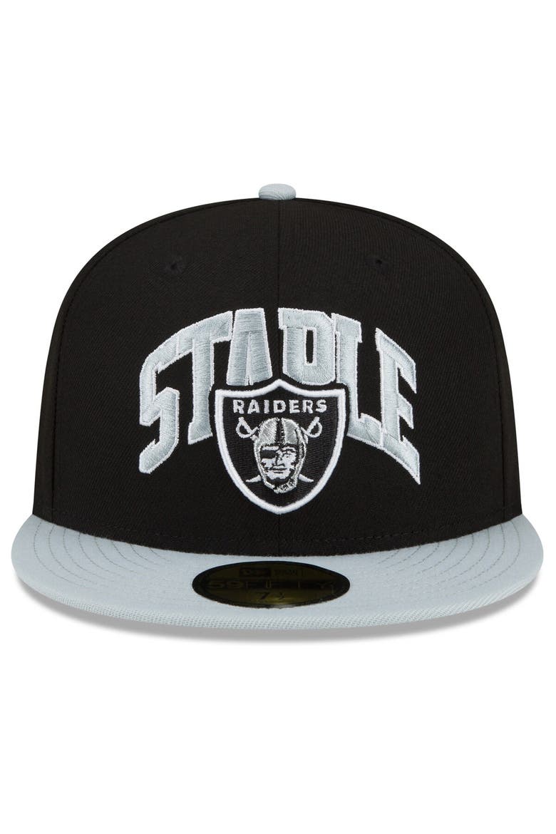 Men's New Era Black/Gray Las Vegas Raiders NFL x Staple Collection 59FIFTY Fitted Hat, Alternate, color, Black