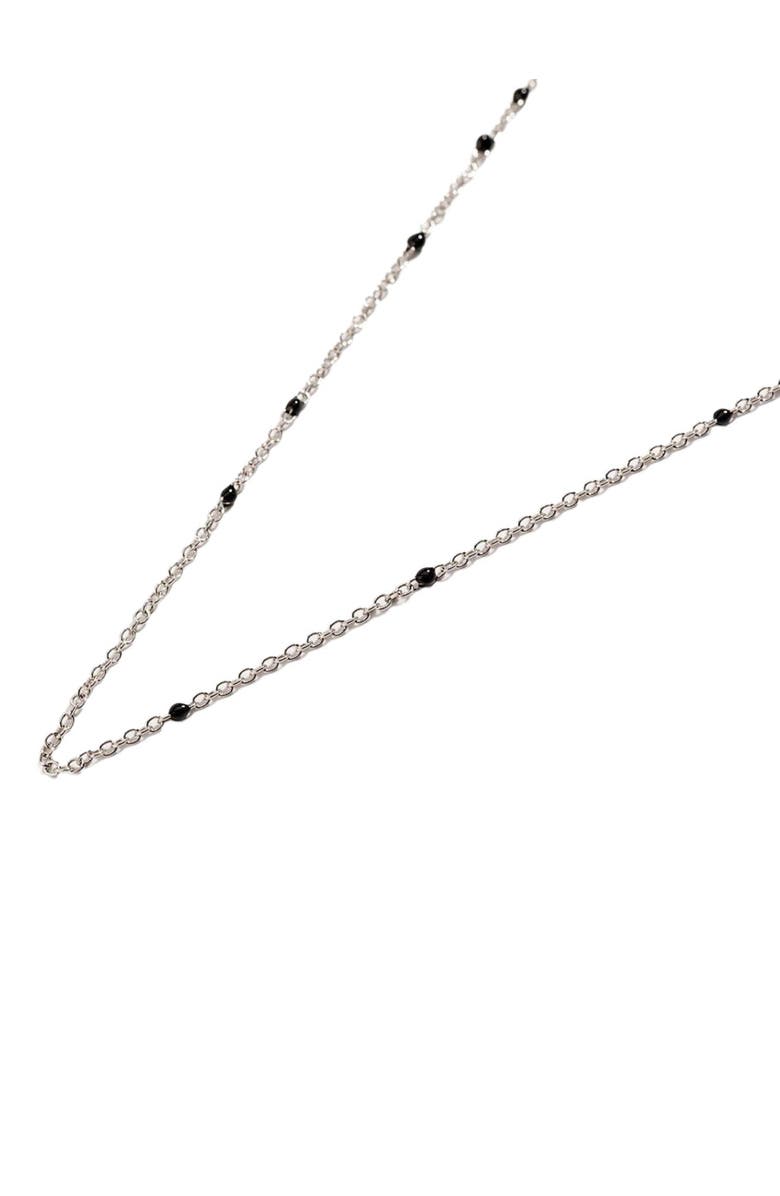 Hollywood Sensation Dainty Black Onyx Beaded Link Necklace, Alternate, color, Silver
