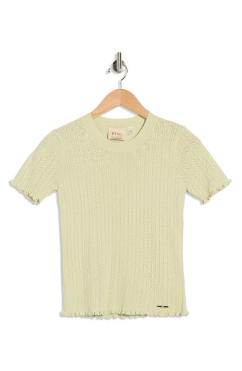Pointelle Short Sleeve Sweater