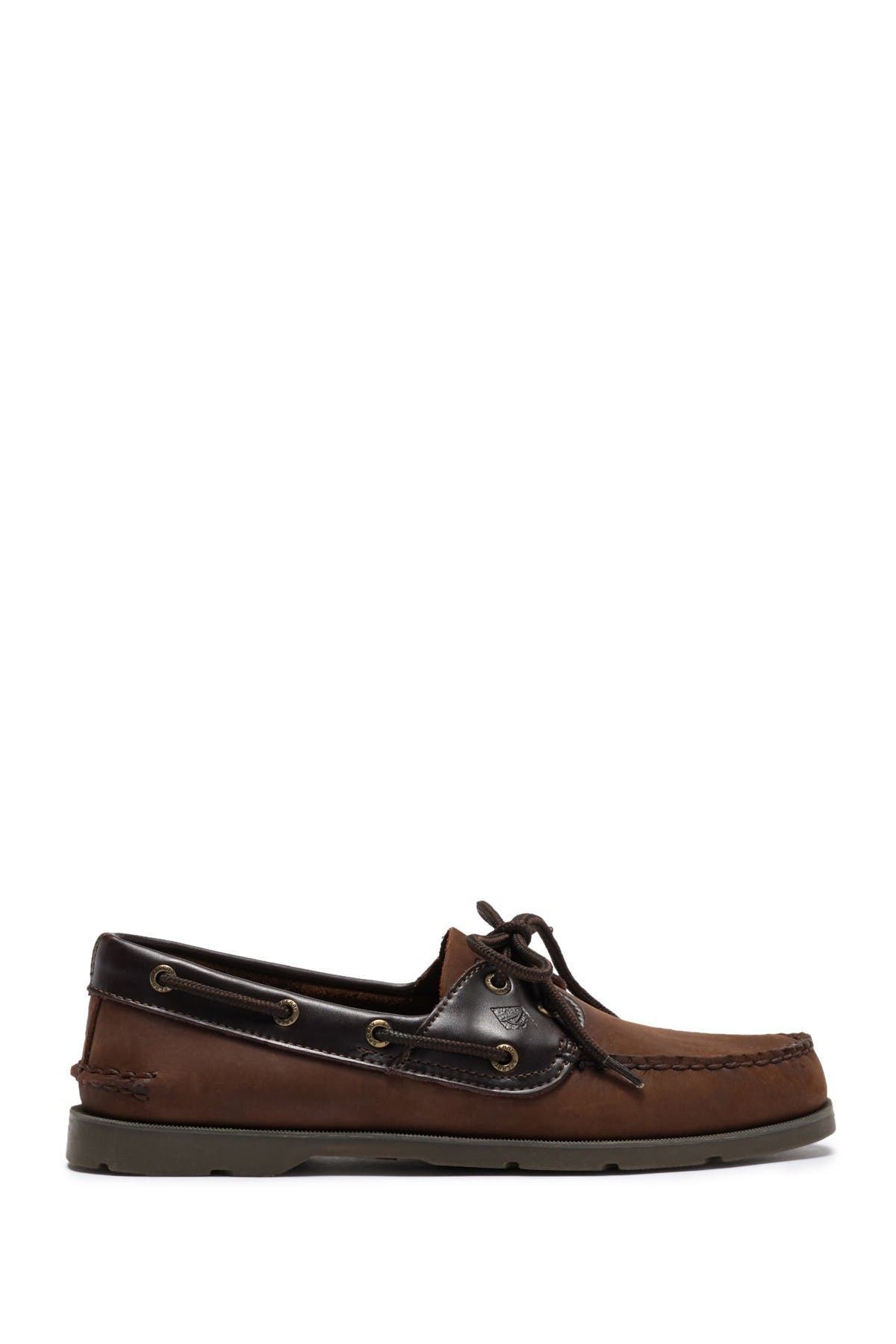 Sperry Leeward Leather Boat Shoe, Alternate, color, Brown