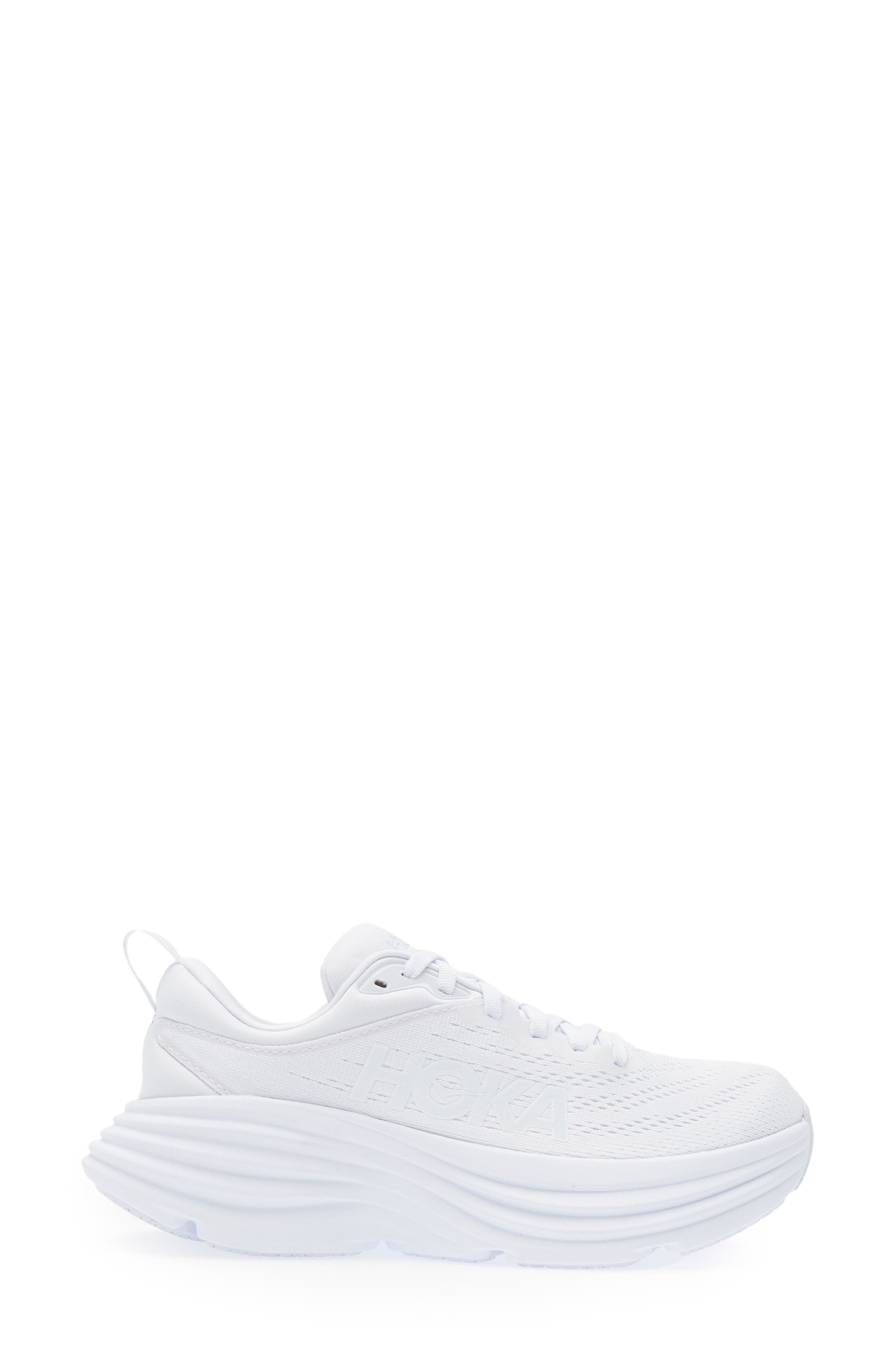 HOKA Bondi 8 Running Shoe, Alternate, color, White / White