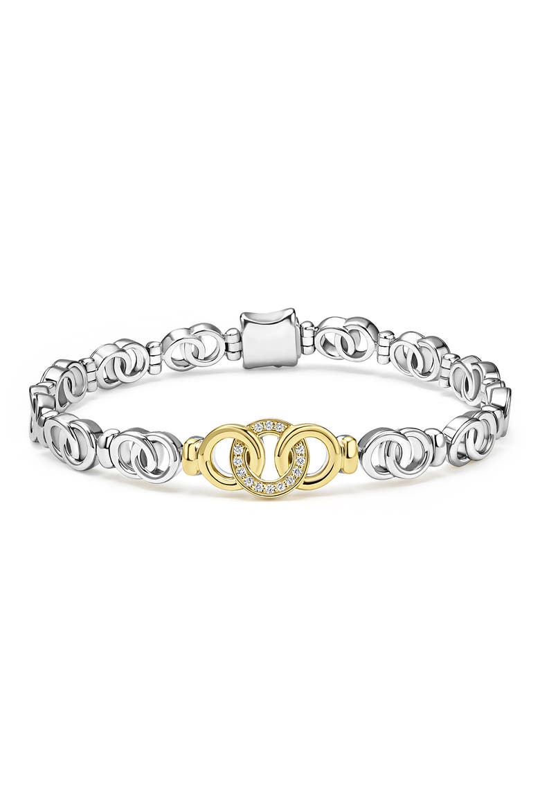 Signature Caviar Interlocking Diamond Link Bracelet, Main, color, TWO-TONE