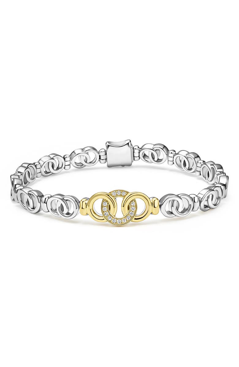 LAGOS Signature Caviar Interlocking Diamond Link Bracelet, Main, color, Two-Tone
