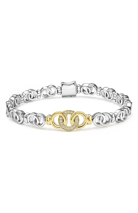 Signature Caviar Interlocking Diamond Link Bracelet