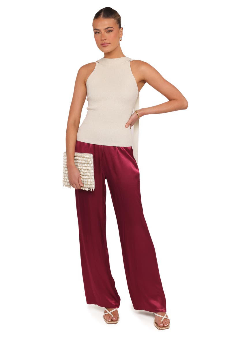 Carissa Wide Leg Satin Pants, Alternate, color, BERRY