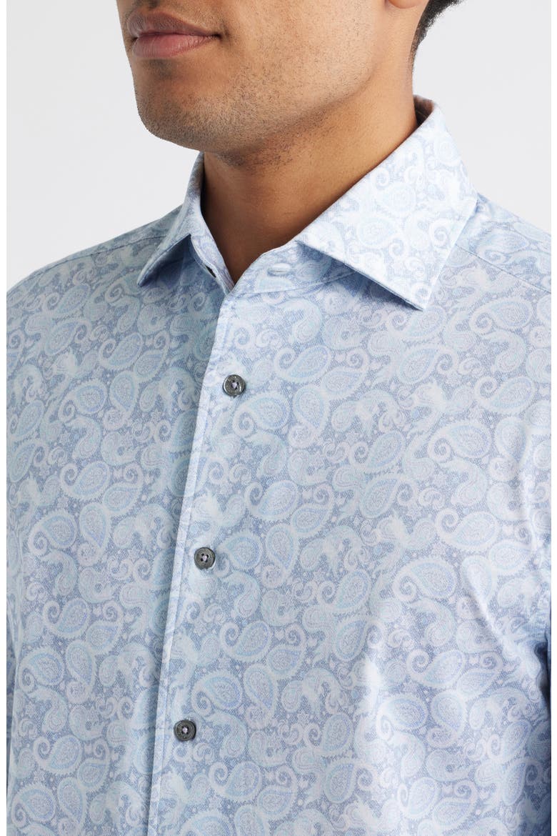 OoohCotton® Devon Paisley Print Button-Up Shirt, Alternate, color, LILAC