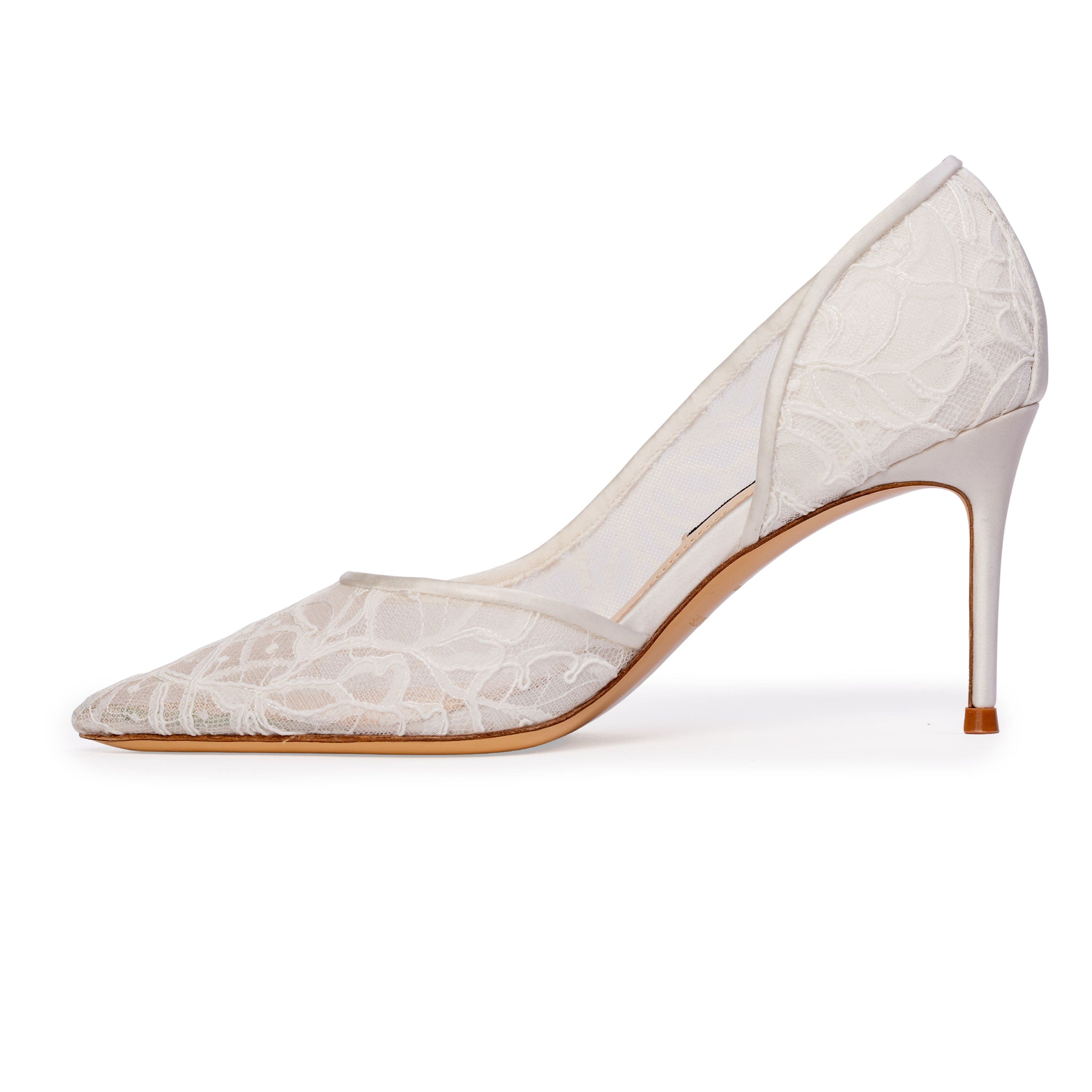 Chantily Pump, Alternate, color, White Lace