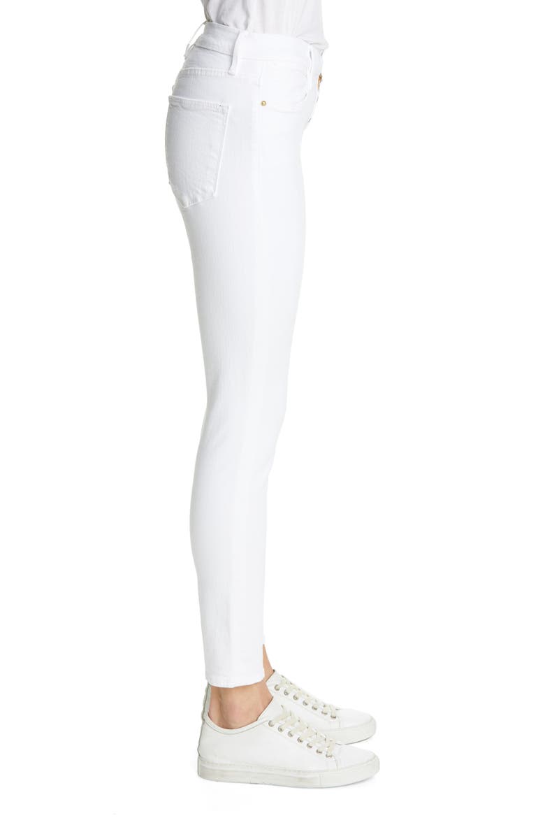 High Waist Ankle Skinny Jeans, Alternate, color, BLANC